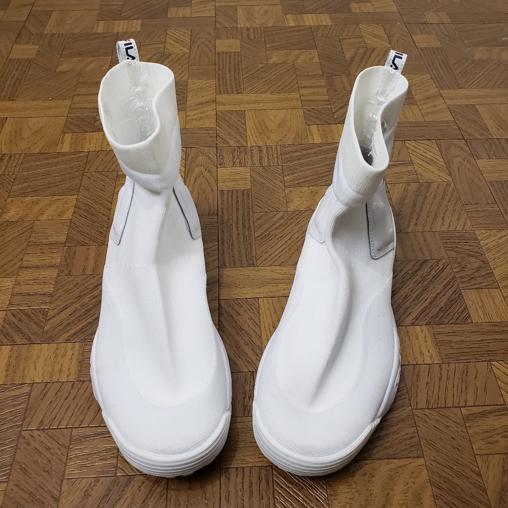 Fila sock shoe white sneaker high top euc 9.5 41 euro